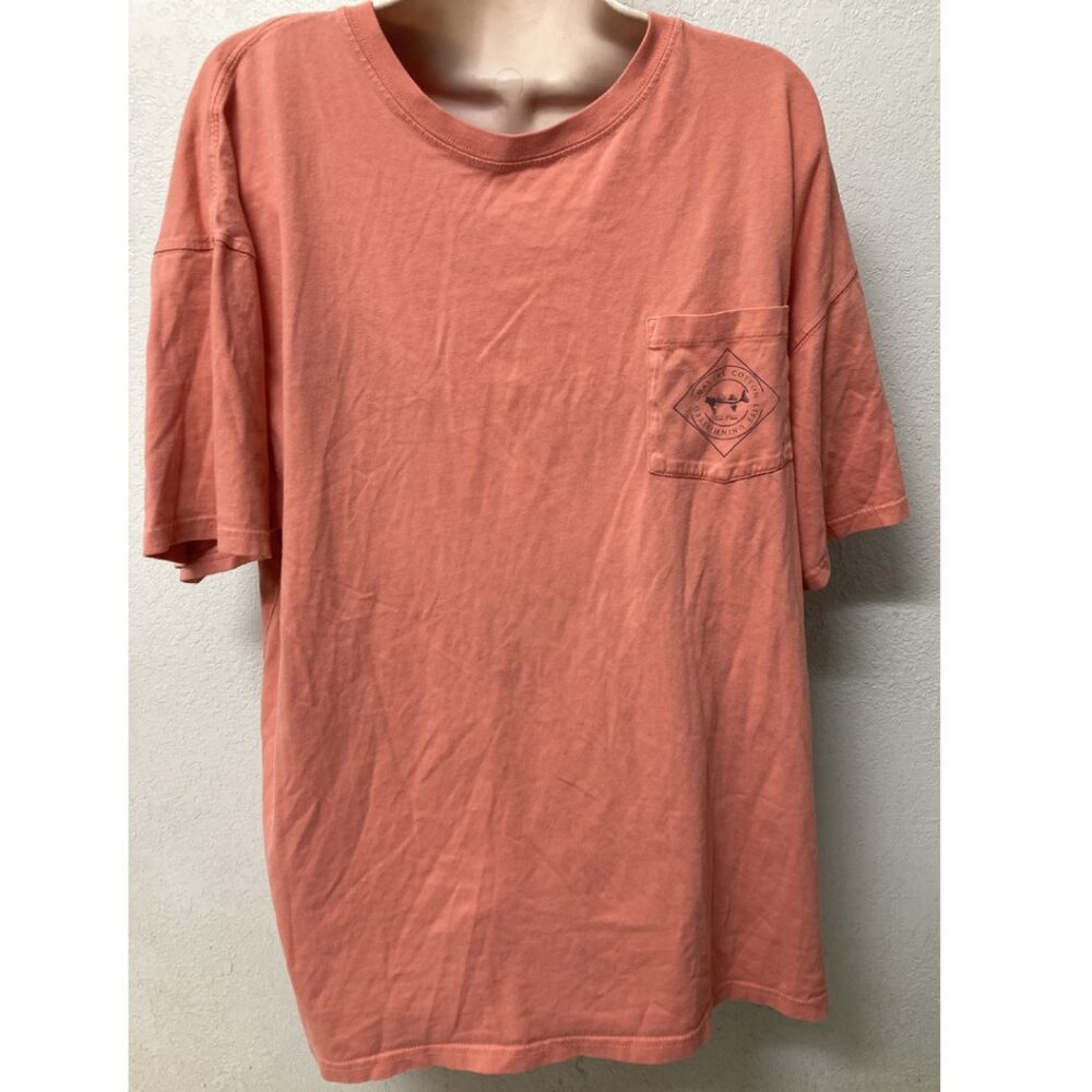Coastal Cotton Mens T Shirt Coral XL with Pocket